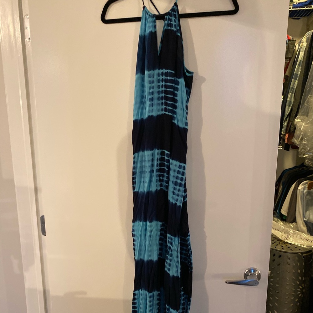 Aqua blue tie dye maxi dress